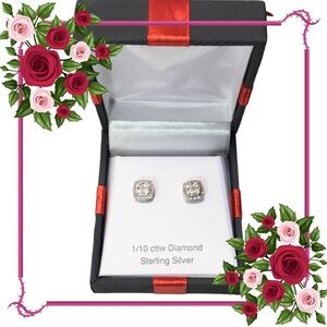 Diamond stud earrings set n sterling silver